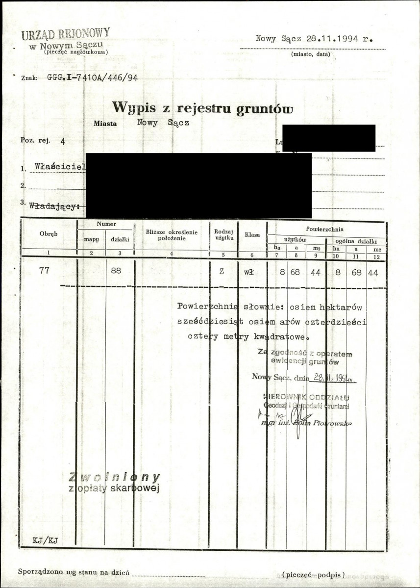 EP - Ewidencja parkowa, skan nr 28