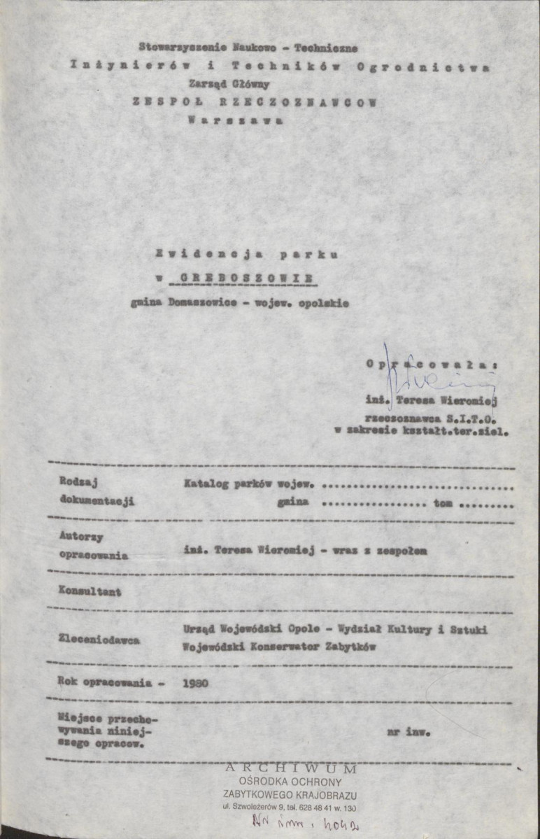 EP - Ewidencja parkowa, skan nr 4