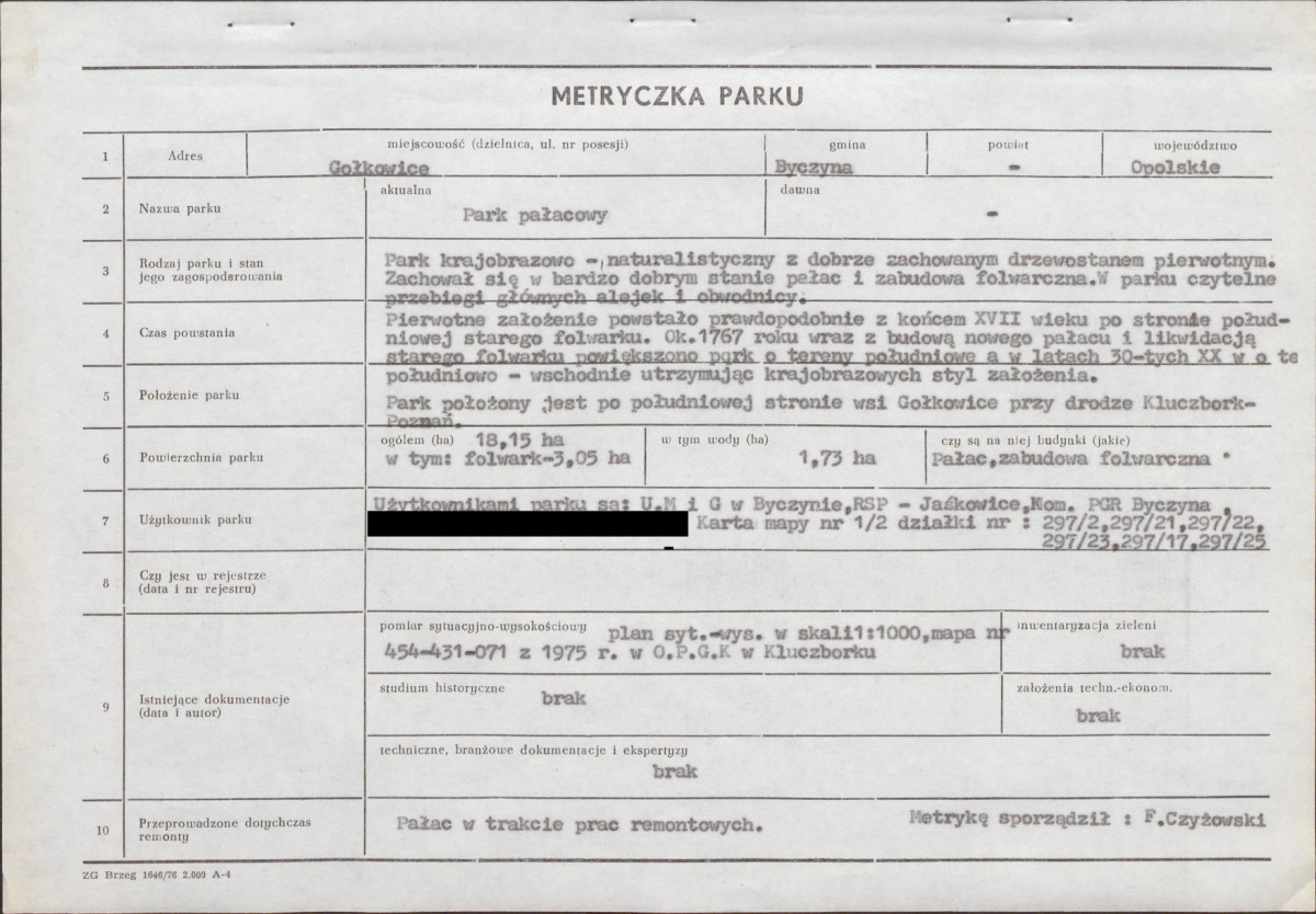 Ewidencja parkowa, skan nr 6