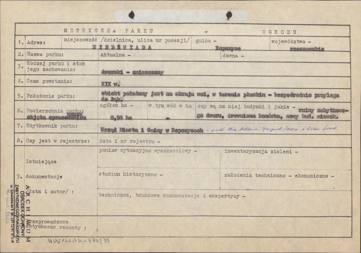 EP - Ewidencja parkowa, skan nr 3
