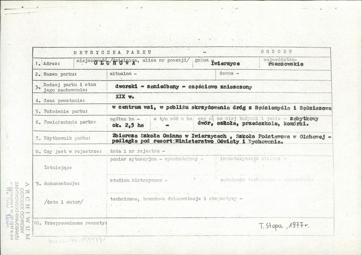 EP - Ewidencja parkowa, skan nr 3