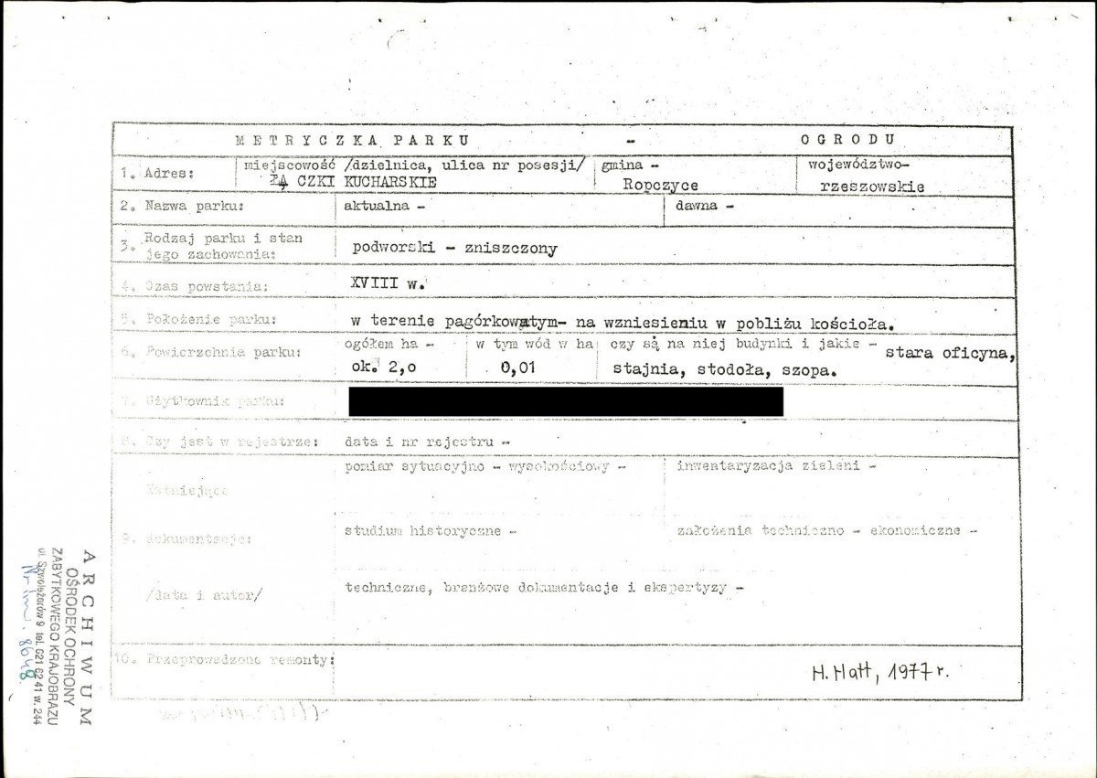 EP - Ewidencja parkowa, skan nr 3