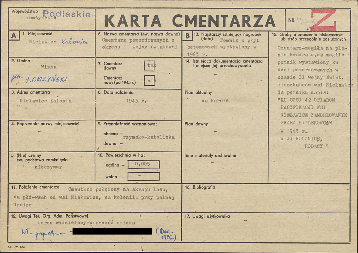 KC - Karta cmentarza, skan nr 1