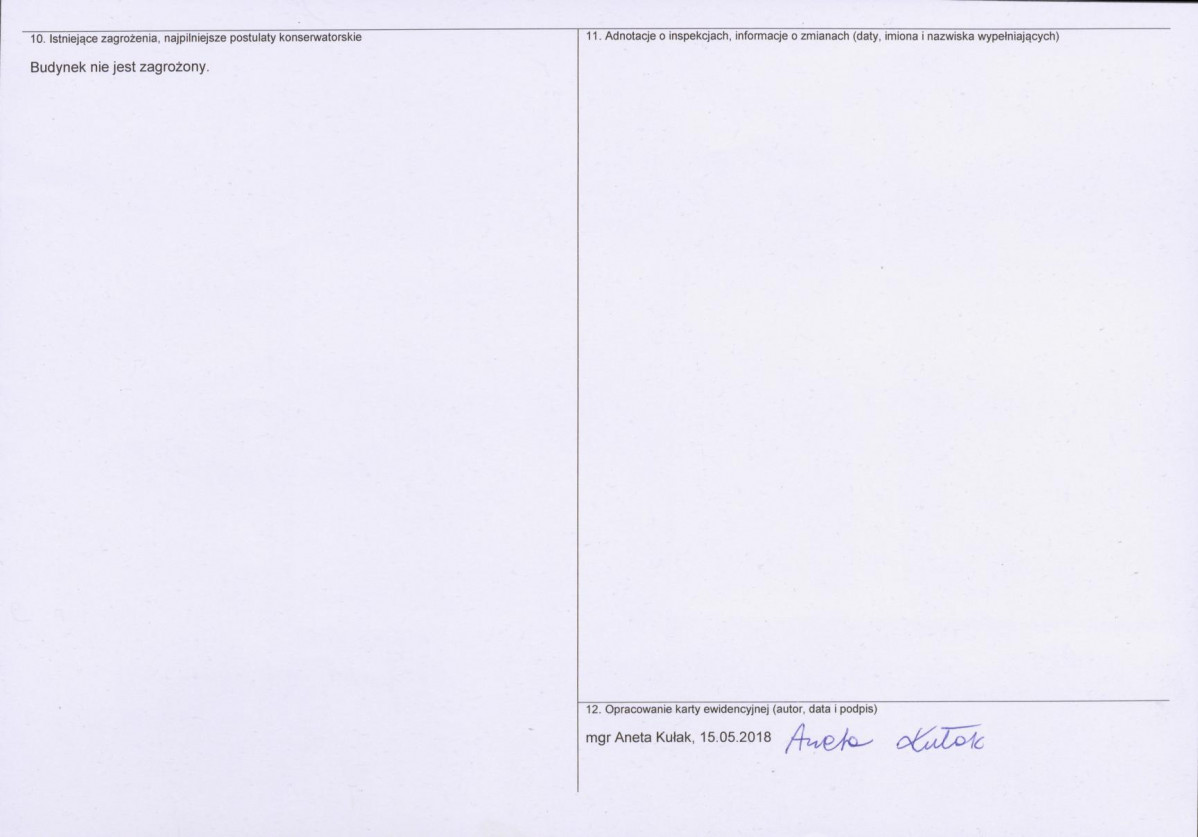 Karta obiektu niewpisanego do rejestru, skan nr 2