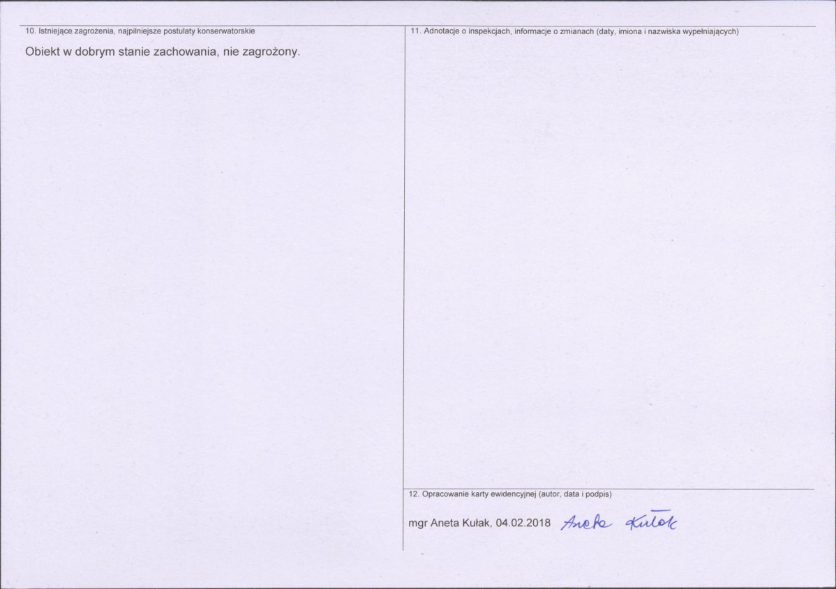 Karta obiektu niewpisanego do rejestru, skan nr 2