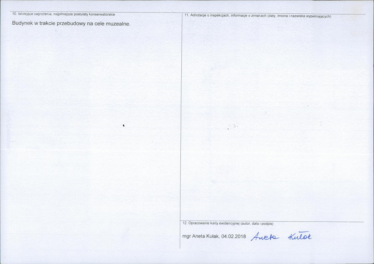 Karta obiektu niewpisanego do rejestru, skan nr 2