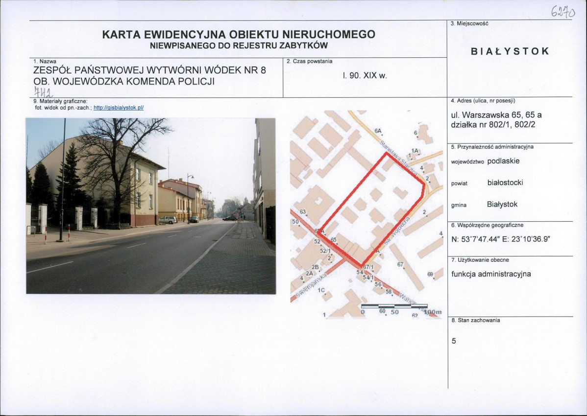 Karta obiektu niewpisanego do rejestru, skan nr 1