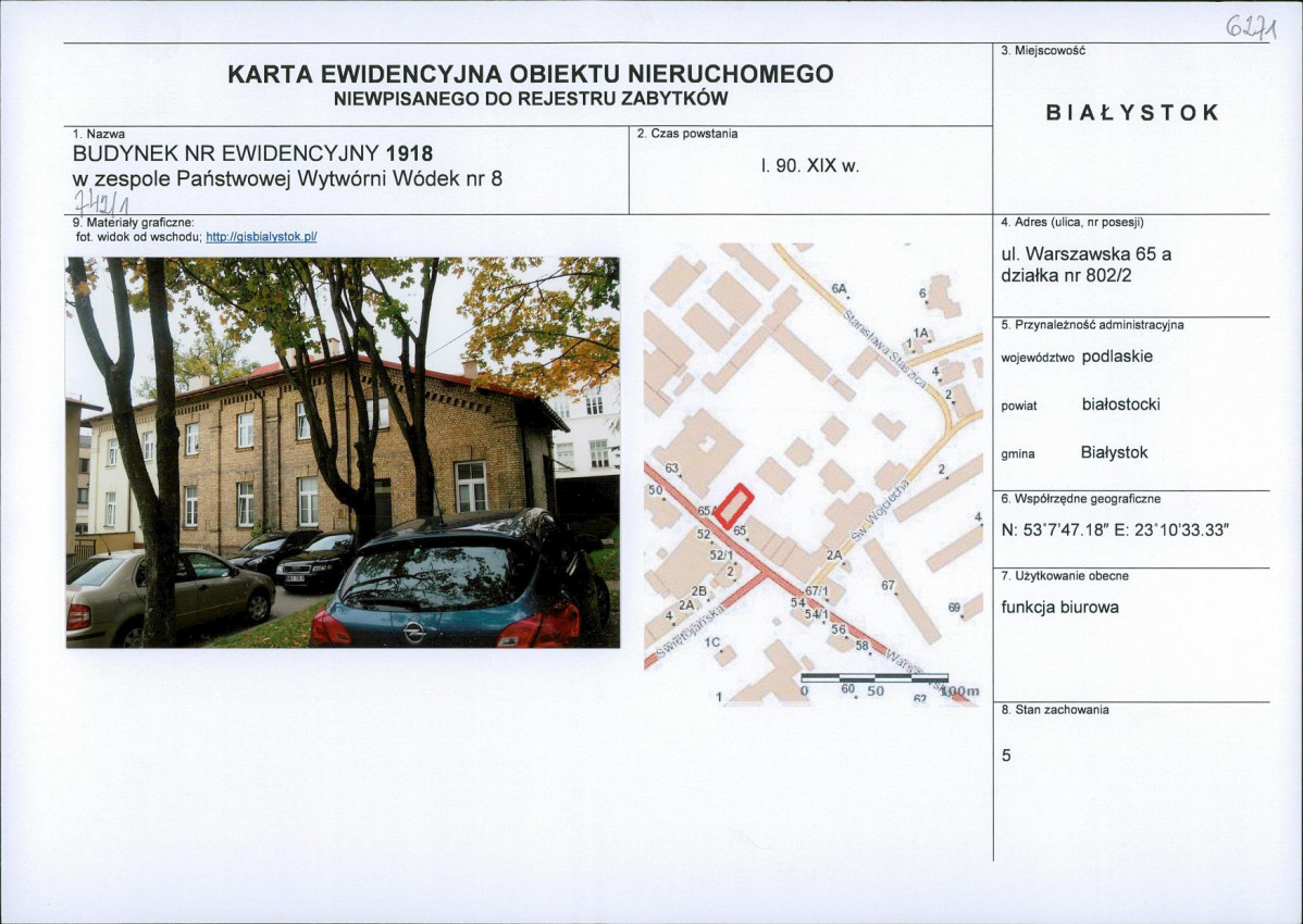 Karta obiektu niewpisanego do rejestru, skan nr 1