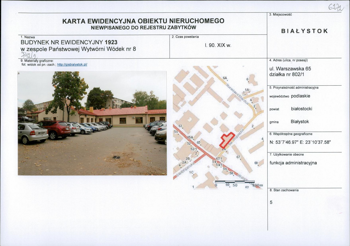 Karta obiektu niewpisanego do rejestru, skan nr 1