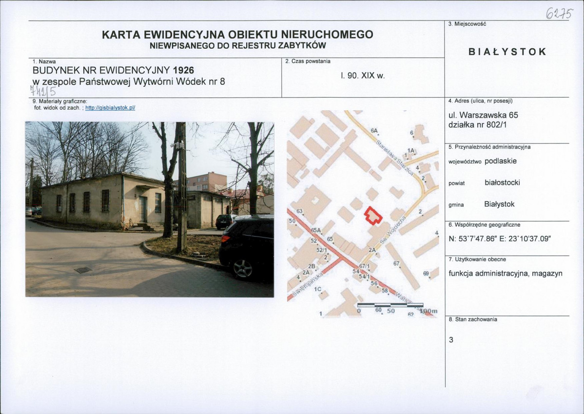 Karta obiektu niewpisanego do rejestru, skan nr 1