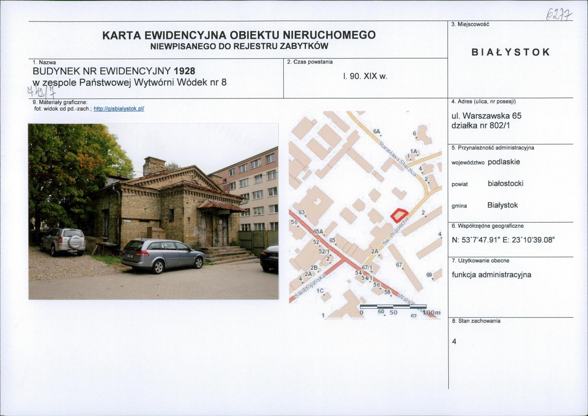 Karta obiektu niewpisanego do rejestru, skan nr 1