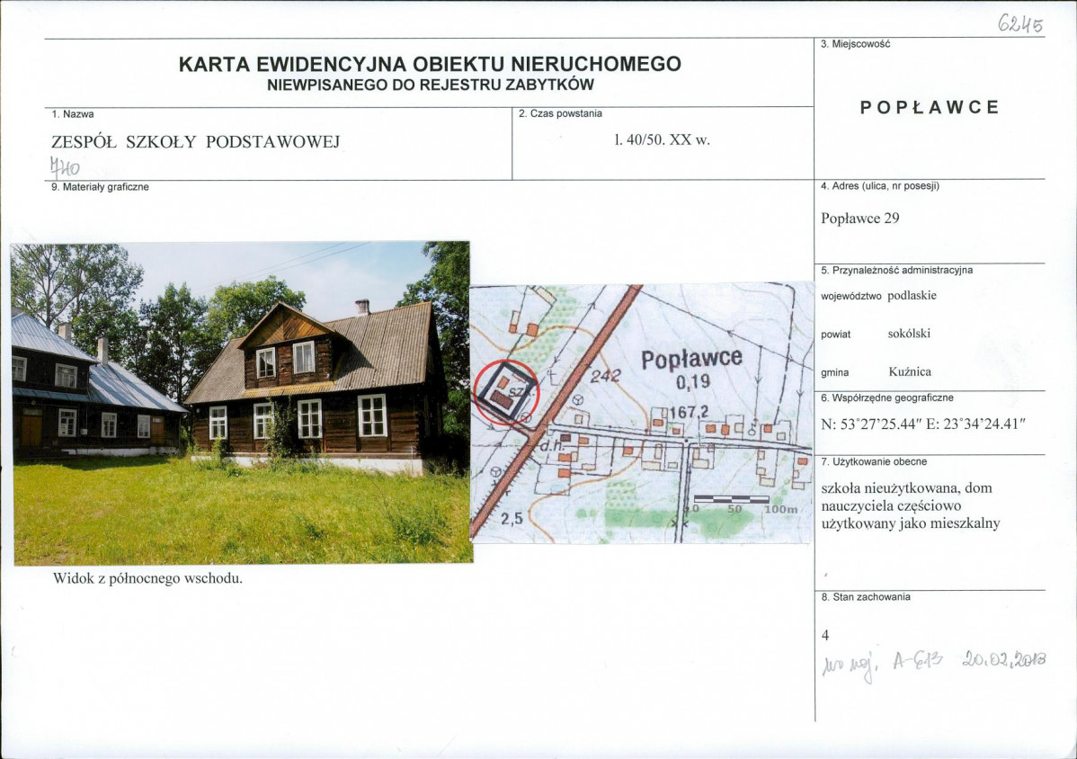 Karta obiektu niewpisanego do rejestru, skan nr 1