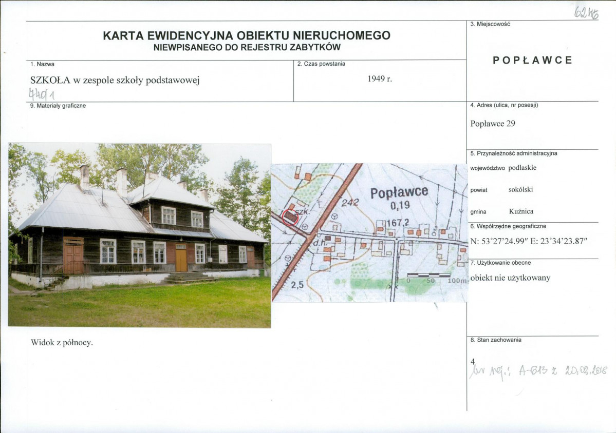 Karta obiektu niewpisanego do rejestru, skan nr 1
