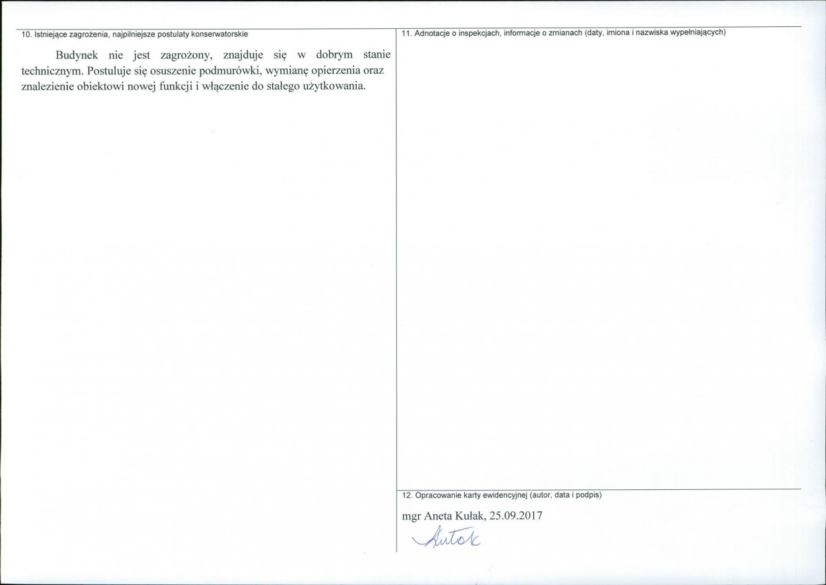 Karta obiektu niewpisanego do rejestru, skan nr 2