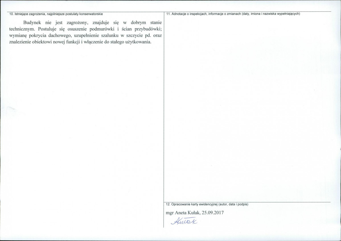 Karta obiektu niewpisanego do rejestru, skan nr 2
