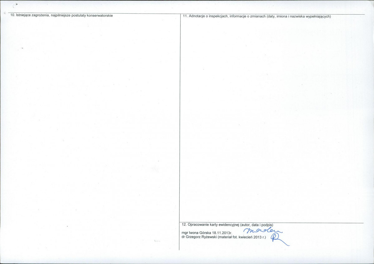 Karta obiektu niewpisanego do rejestru, skan nr 2
