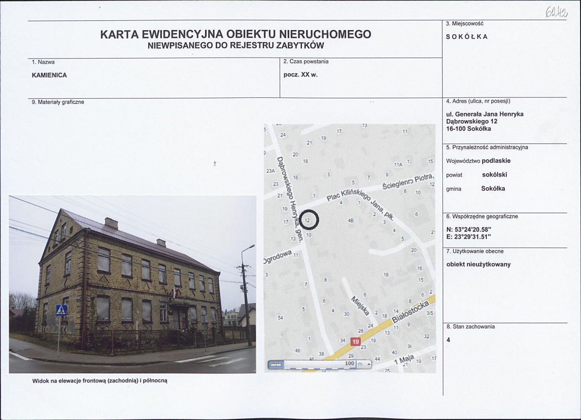 Karta obiektu niewpisanego do rejestru, skan nr 1