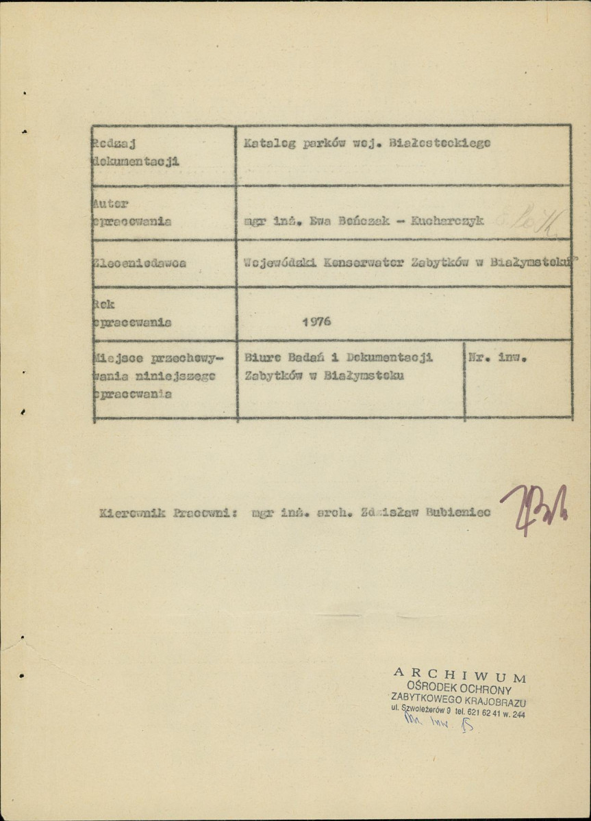 Ewidencja parkowa, skan nr 4