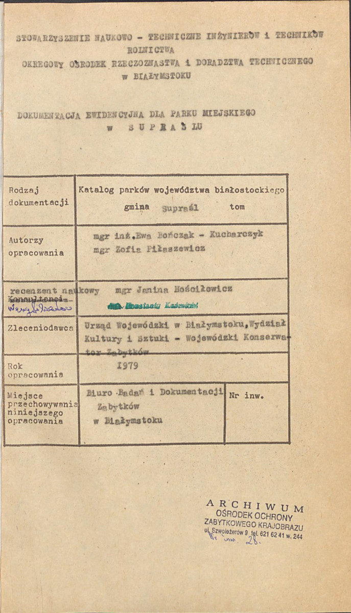 EP - Ewidencja parkowa, skan nr 3