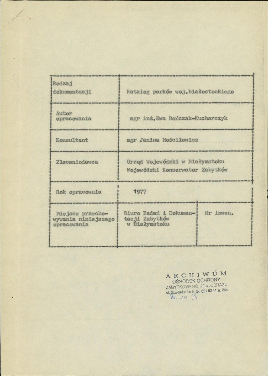 EP - Ewidencja parkowa, skan nr 5
