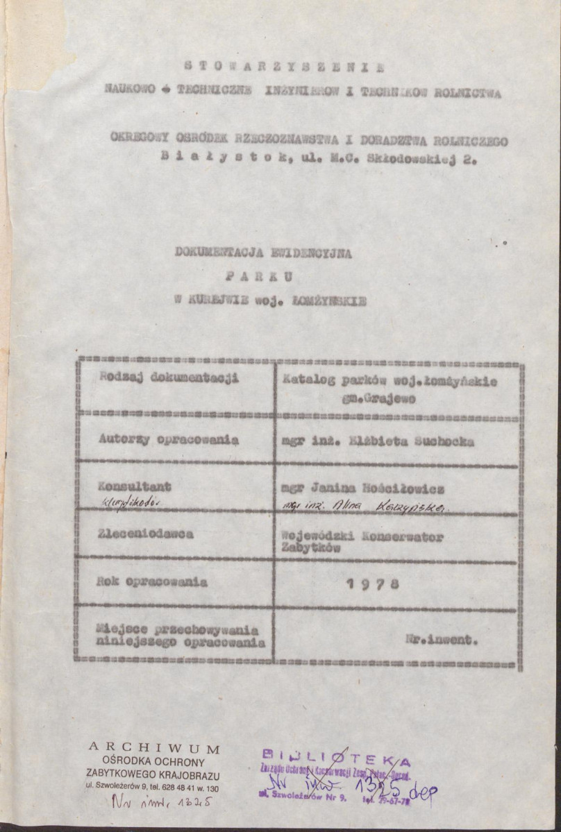 EP - Ewidencja parkowa, skan nr 5