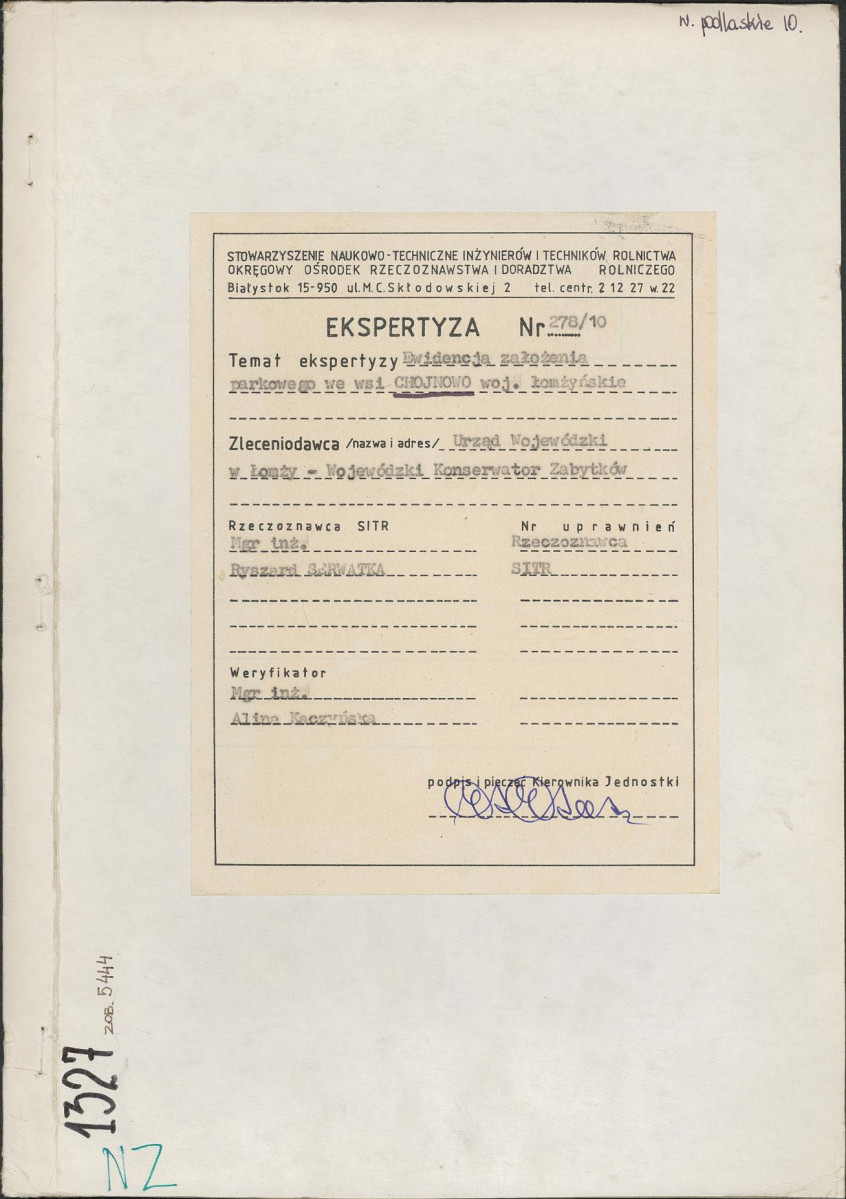 EP - Ewidencja parkowa, skan nr 1