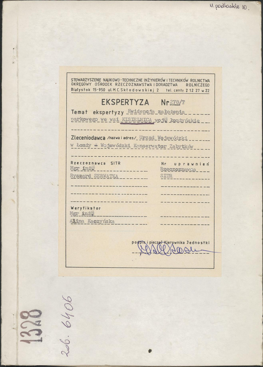 EP - Ewidencja parkowa, skan nr 1