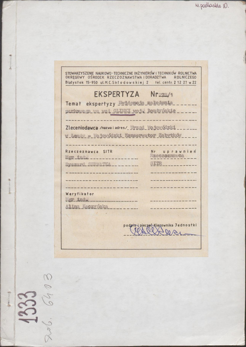 EP - Ewidencja parkowa, skan nr 1
