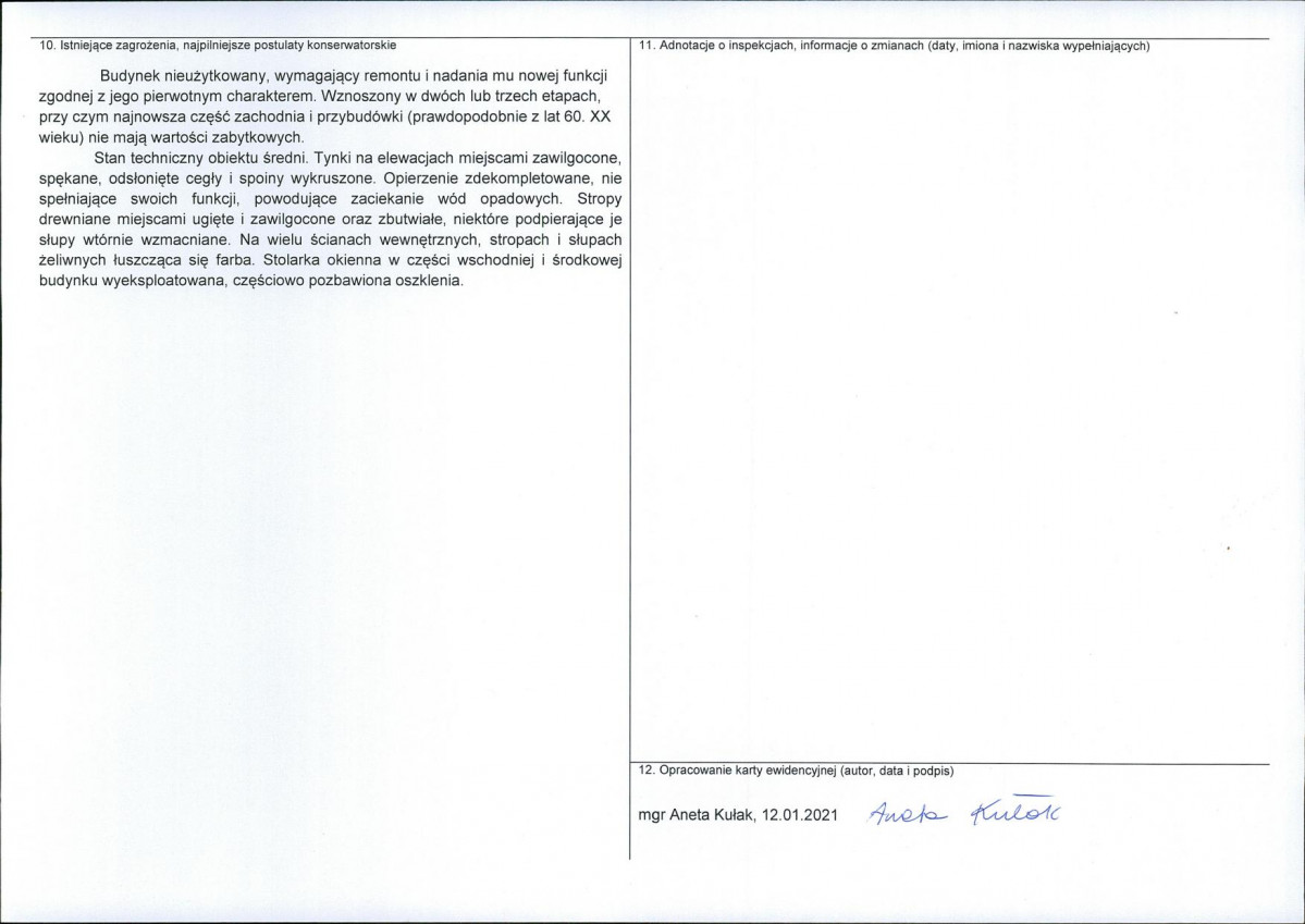 Karta obiektu niewpisanego do rejestru, skan nr 2
