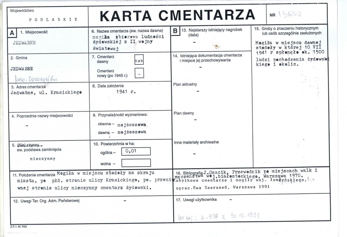 Karta cmentarza, skan nr 1