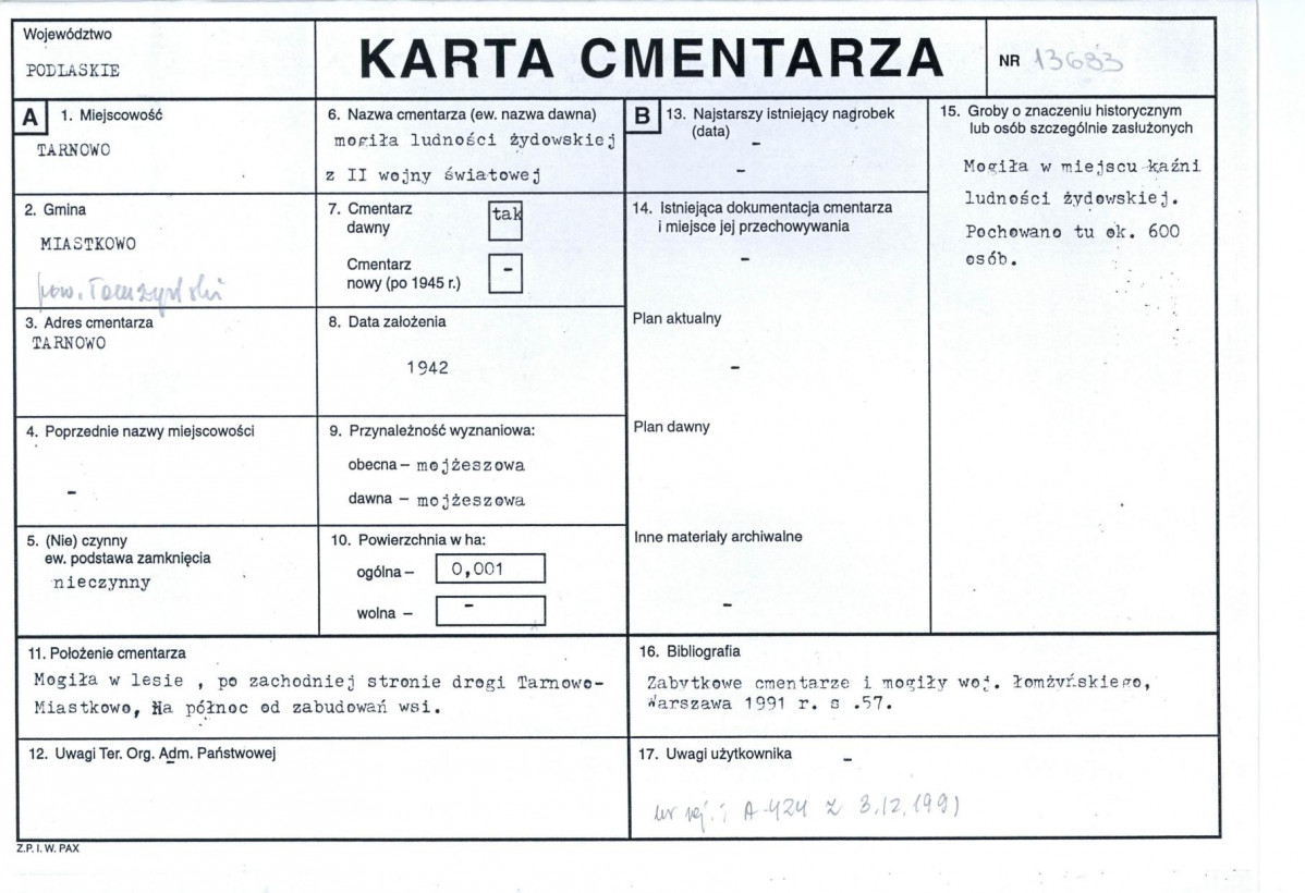 Karta cmentarza, skan nr 1