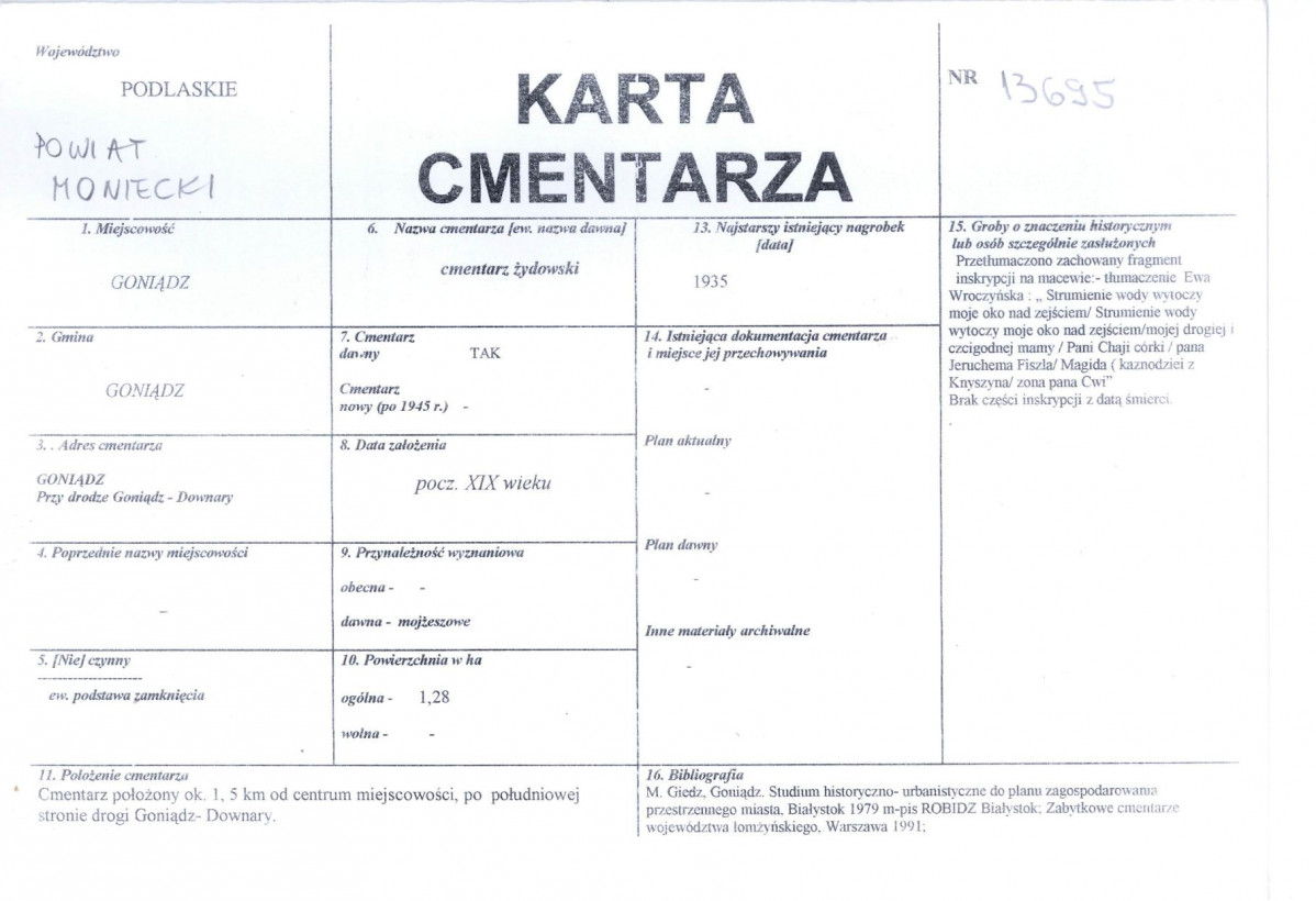 KC - Karta cmentarza, skan nr 1