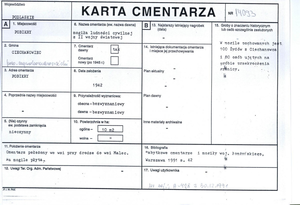 Karta cmentarza, skan nr 1