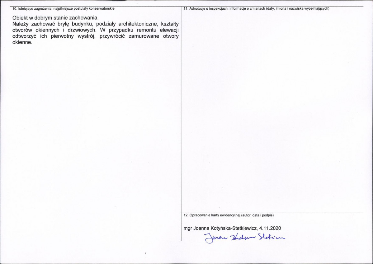 Karta obiektu niewpisanego do rejestru, skan nr 2
