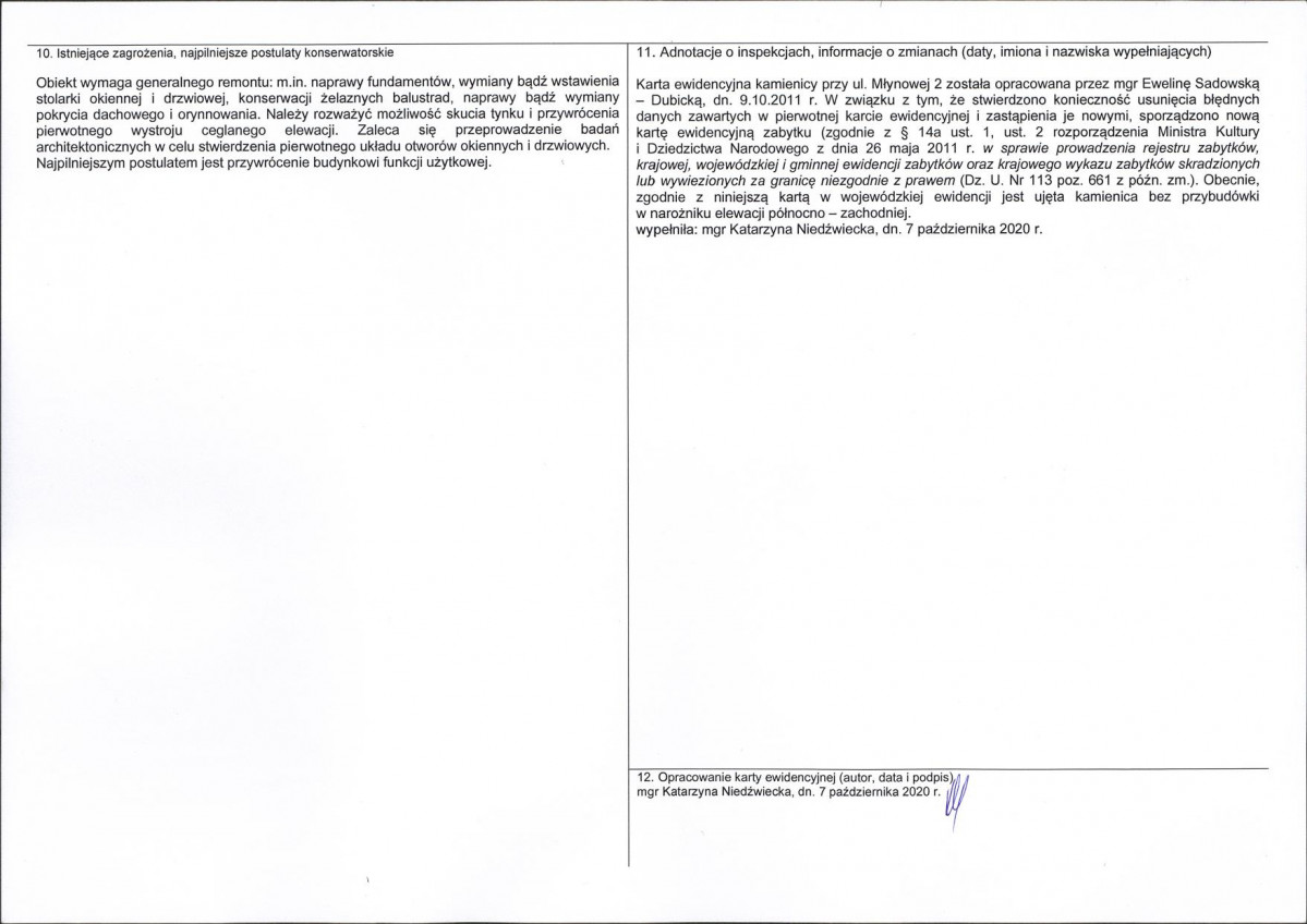 Karta obiektu niewpisanego do rejestru, skan nr 2