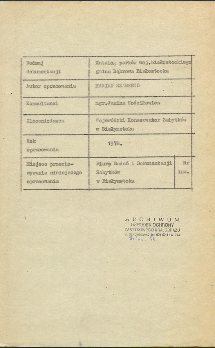 EP - Ewidencja parkowa, skan nr 5