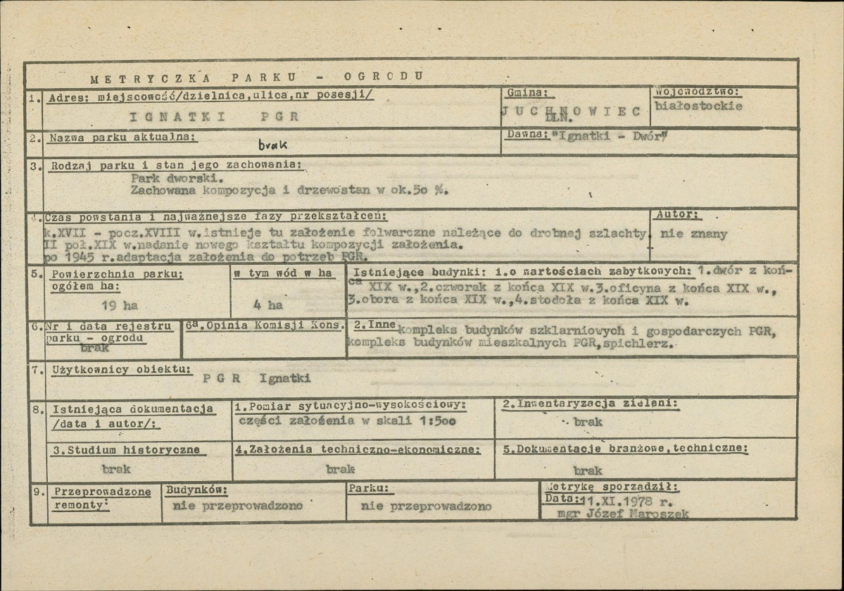 EP - Ewidencja parkowa, skan nr 6