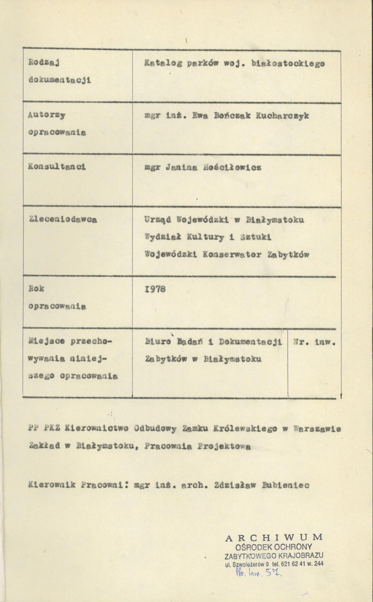 EP - Ewidencja parkowa, skan nr 4