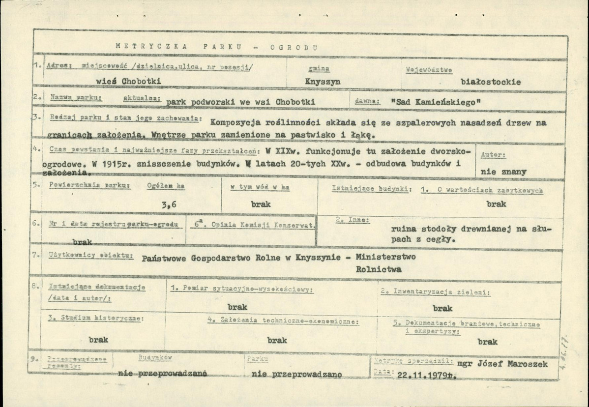 EP - Ewidencja parkowa, skan nr 6