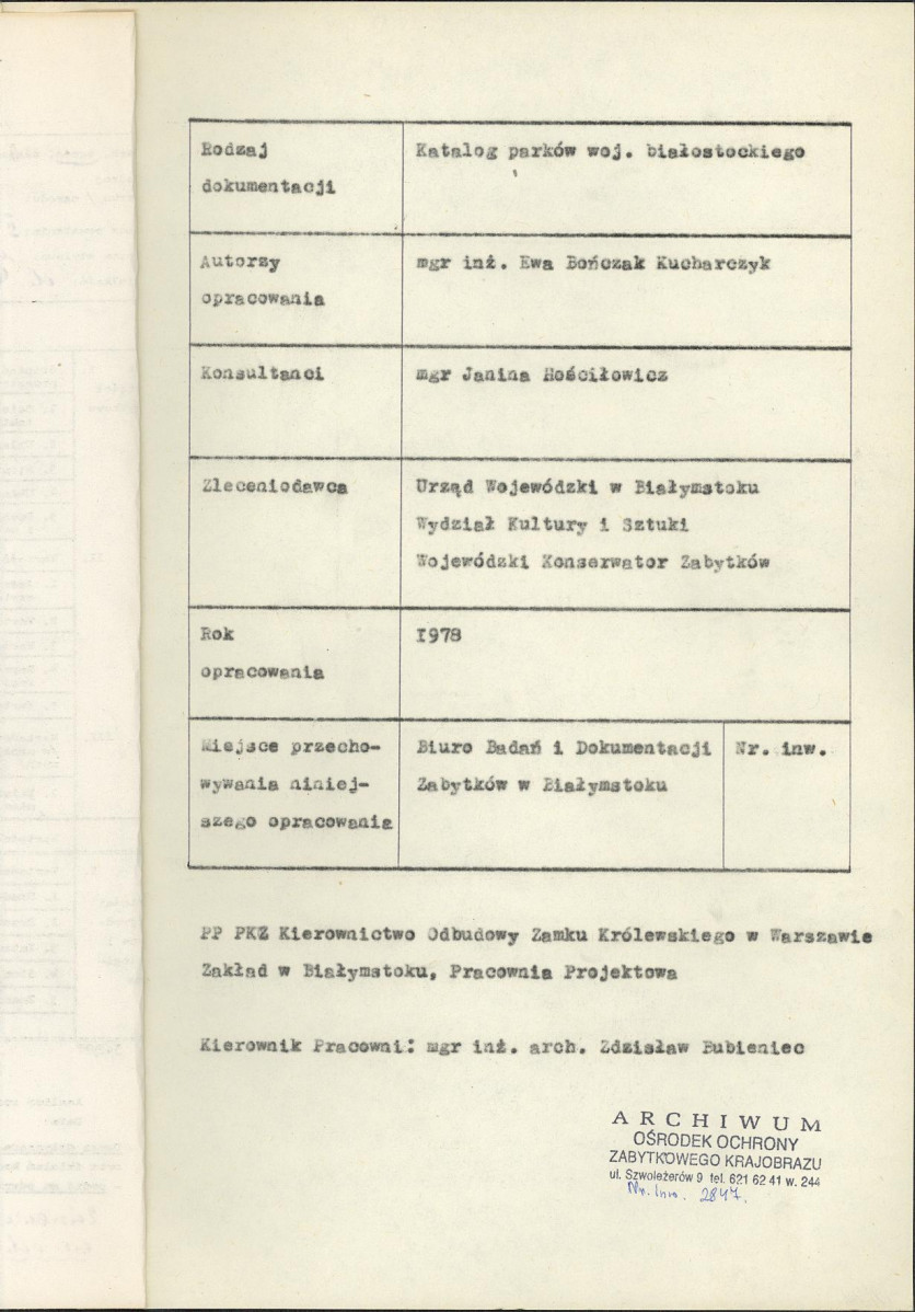 EP - Ewidencja parkowa, skan nr 4