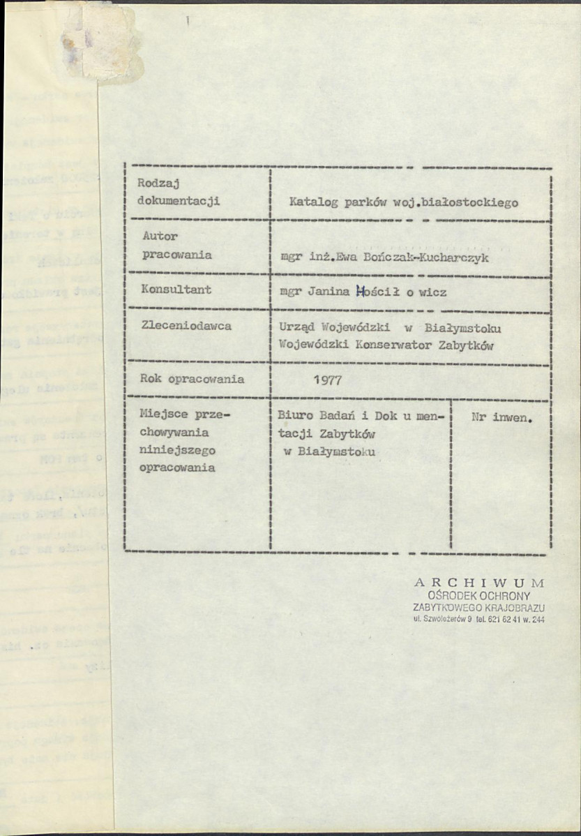 EP - Ewidencja parkowa, skan nr 5