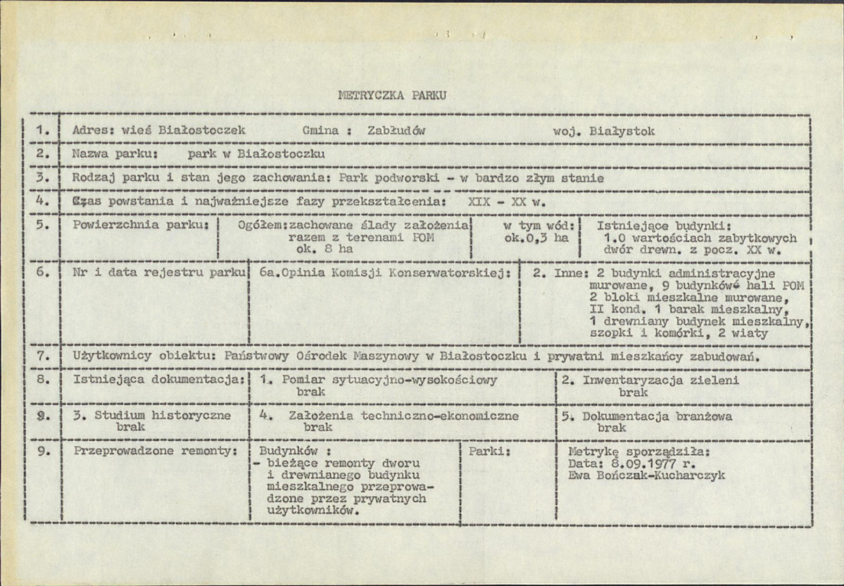 EP - Ewidencja parkowa, skan nr 6