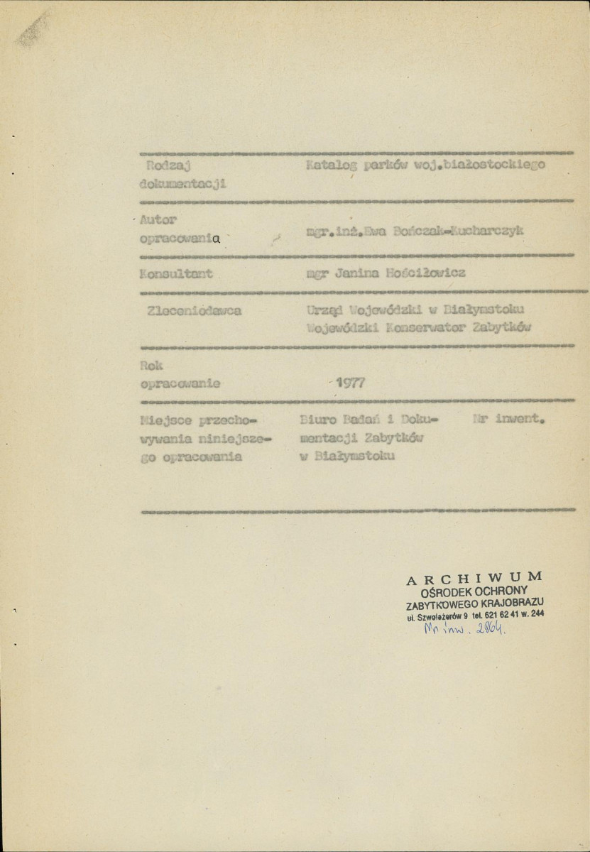 EP - Ewidencja parkowa, skan nr 4