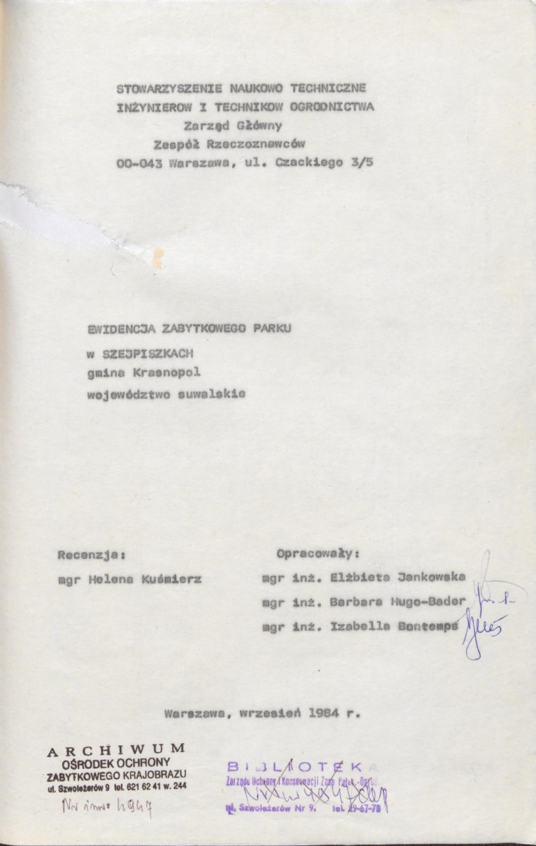 EP - Ewidencja parkowa, skan nr 4