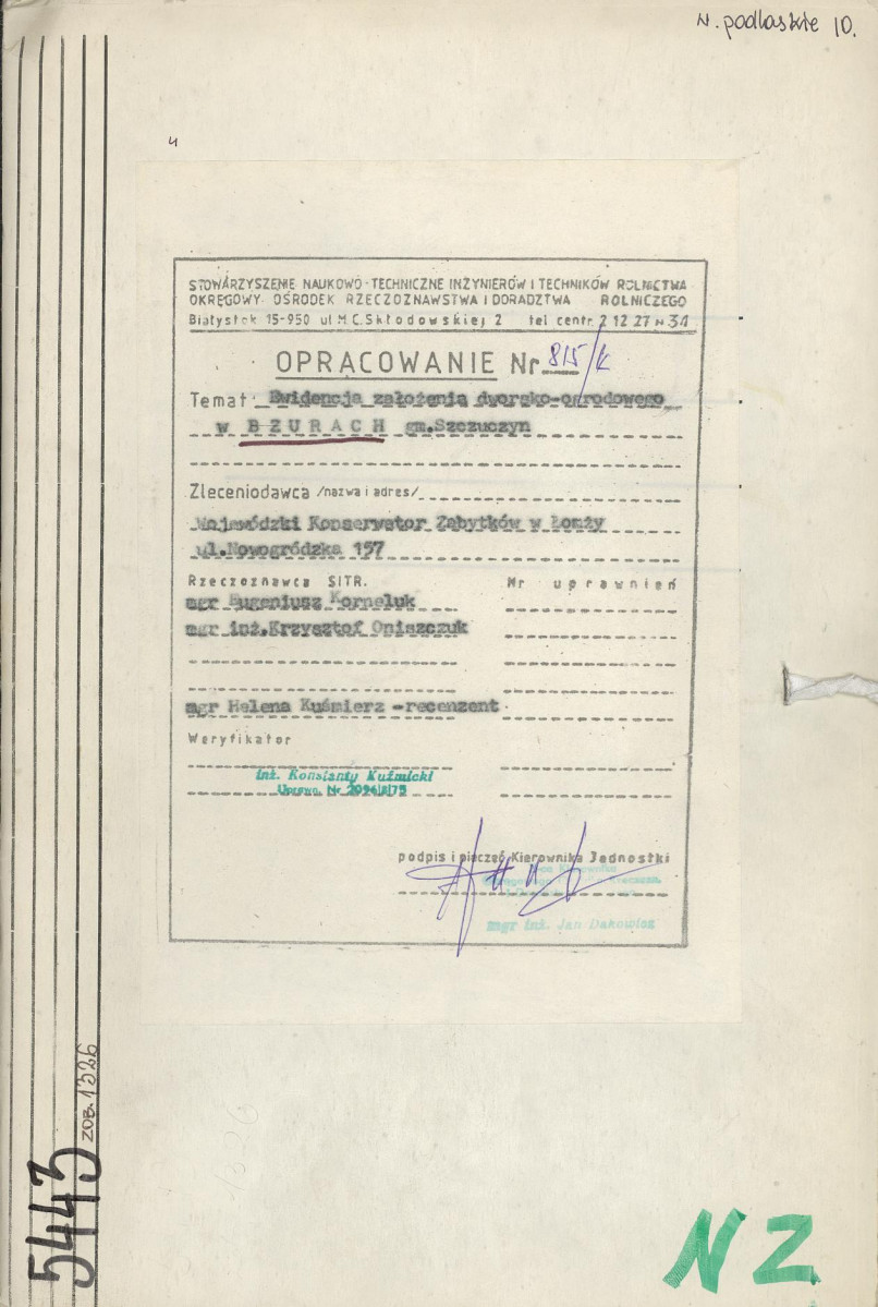 EP - Ewidencja parkowa, skan nr 1