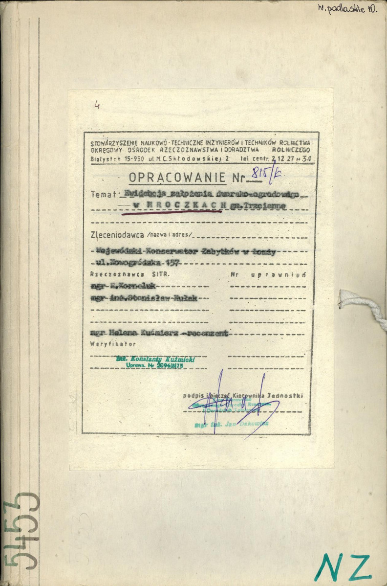 EP - Ewidencja parkowa, skan nr 1