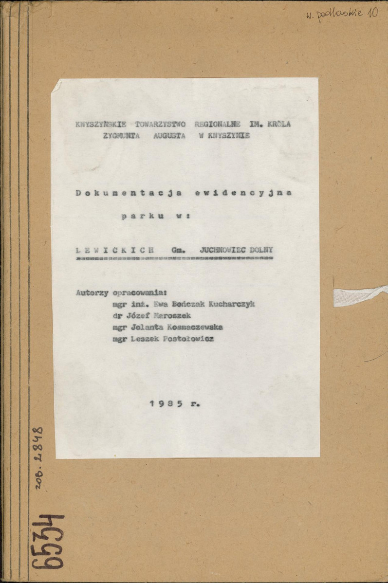 EP - Ewidencja parkowa, skan nr 1