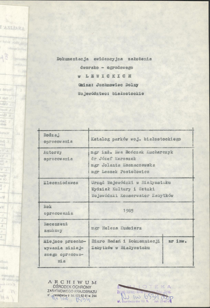 EP - Ewidencja parkowa, skan nr 6