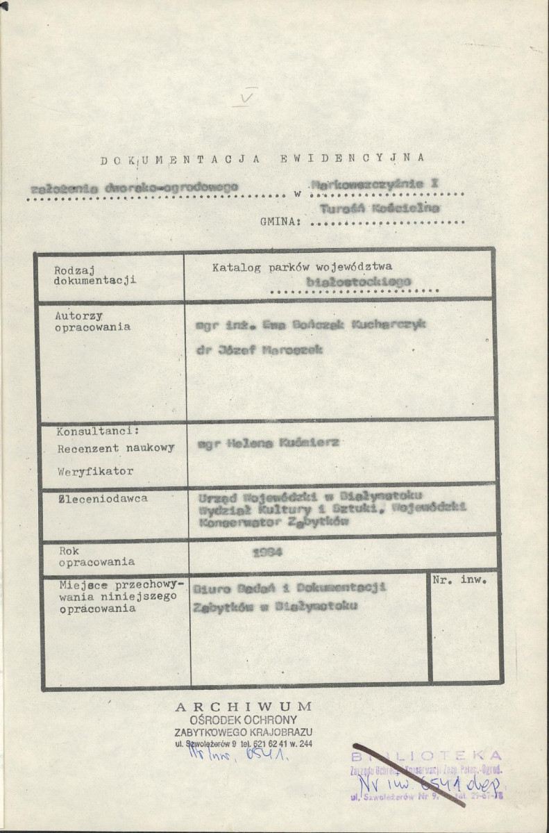 EP - Ewidencja parkowa, skan nr 5