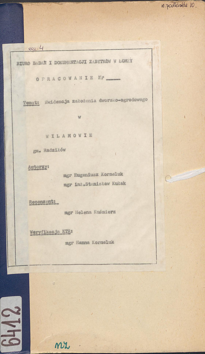 EP - Ewidencja parkowa, skan nr 1